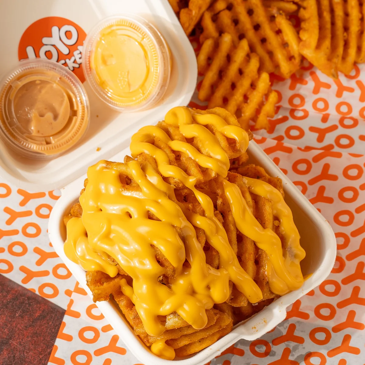Waffle Fries Large with cheese — Sides